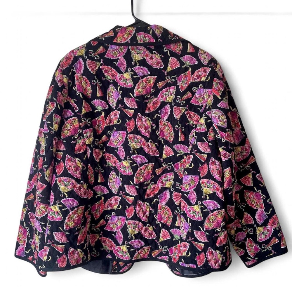 R.Q.T. Quilted Black Jacket with Japanese Fans - Picture 2 of 7